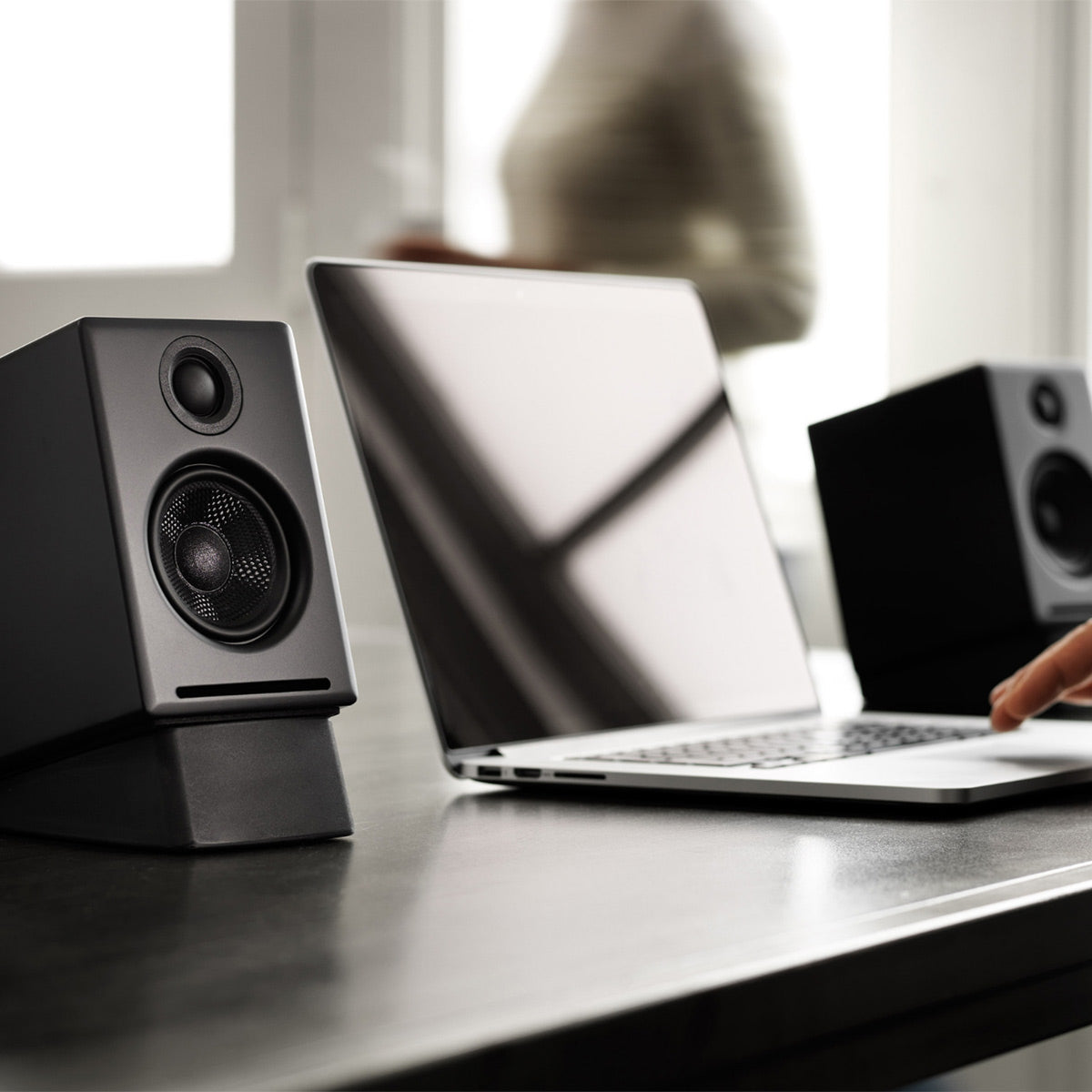 Audioengine A2+ Wireless Speaker System (Black) with Audio-Technica AT-LP60X-GM Fully Automatic Belt-Drive Stereo Turntable (Gunmetal/Black)