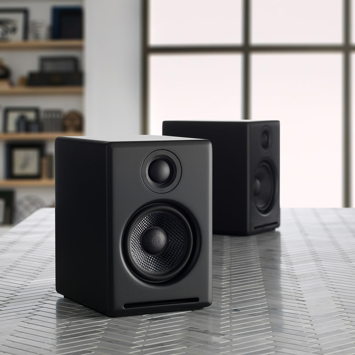 Audioengine A2+ Wireless Speaker System (Black) with Audio-Technica AT-LP60X-GM Fully Automatic Belt-Drive Stereo Turntable (Gunmetal/Black)